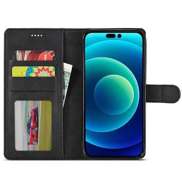 LC.IMEEKE iPhone 14 Plånboksfodral Flip Folio Konstläder - Svart