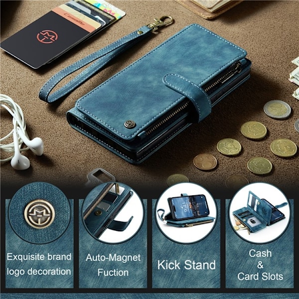 CASEME iPhone 15 Pro Plånboksfodral C30 Zipper - Blå