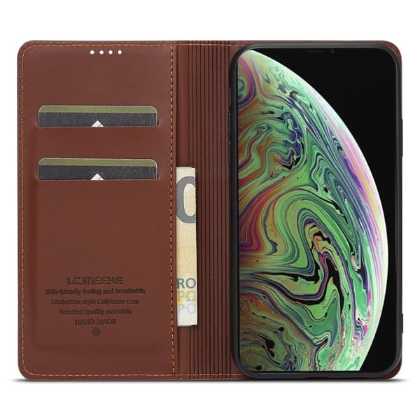 LC.IMEEKE L1 Series iPhone XS / X Plånboksfodral Konstläder - Brun