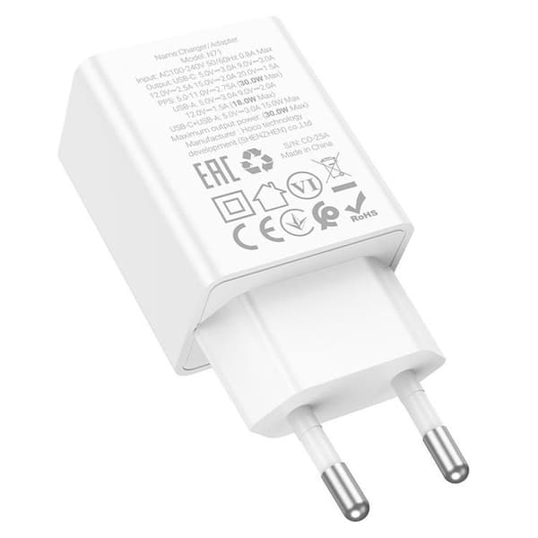 Hoco Snabbladdare PD 30W USB-A USB-C QC3.0 AFC 3A N71 - Vit Vit
