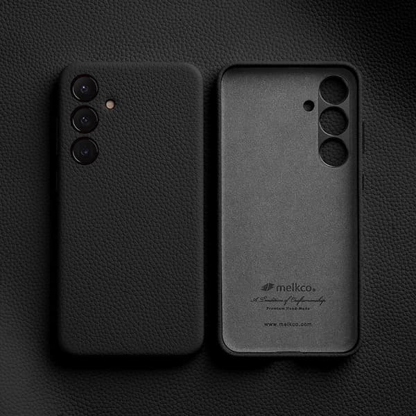 MELKCO Mobilskal till Samsung Galaxy S24 Äkta Läder + PC - Svart