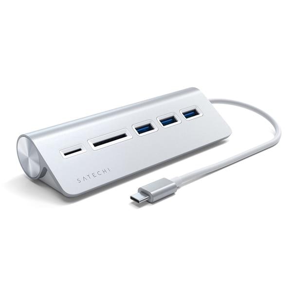 Satechi USB-C Aluminum USB-hub & Minneskortläsare - Silver