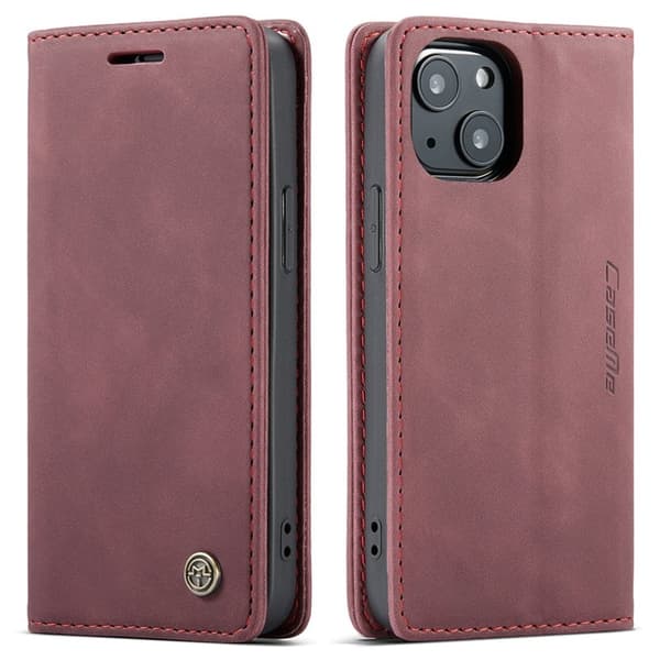CASEME 013 Series iPhone 13 mini Plånboksfodral Konstläder Röd