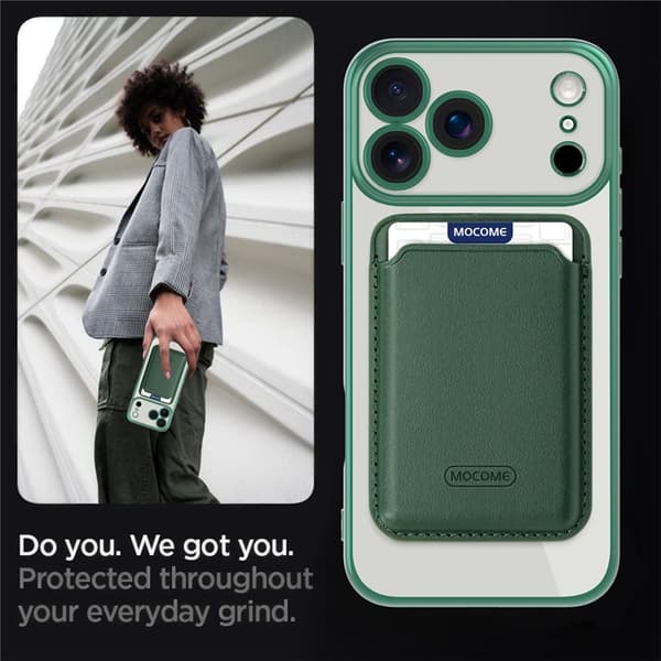 Mobilskal till iPhone 17 Pro Max MagSafe Korthållare TPU + PC - Grön Grön