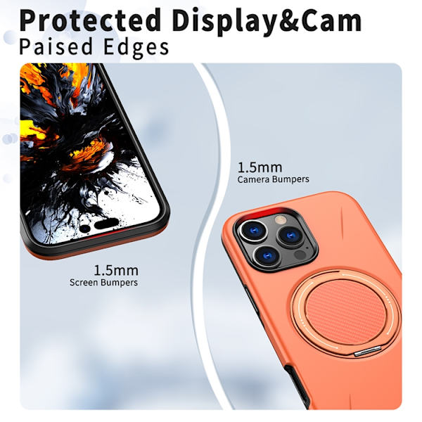 Mobilskal till iPhone 16 Pro Max MagSafe Rotating Kickstand Orange