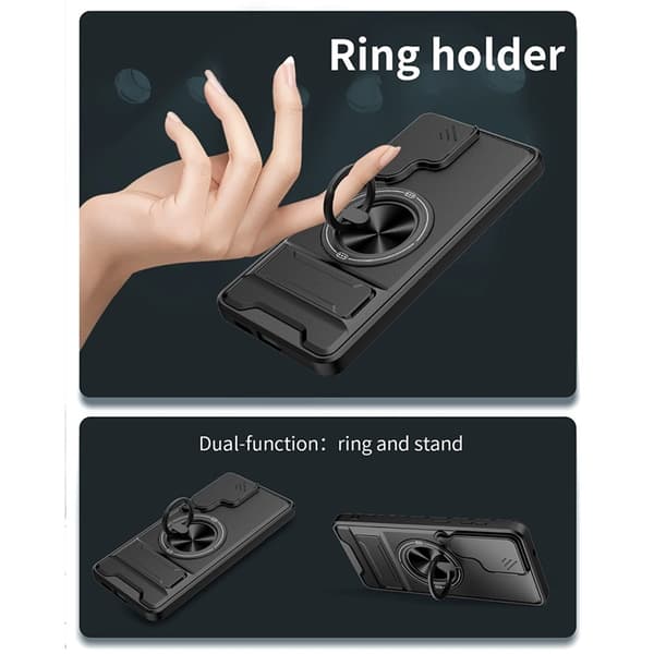 Mobilskal till Galaxy S26 Plus med Camera Lens Slider Magnetisk Ringhållare Röd