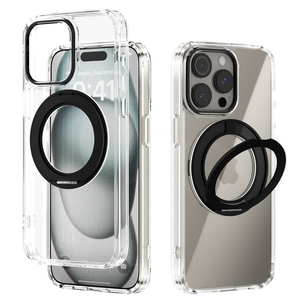 ABEEL Q-LUCK Mobilskal till iPhone 15 Pro Shockproof Med Kickstand Svart