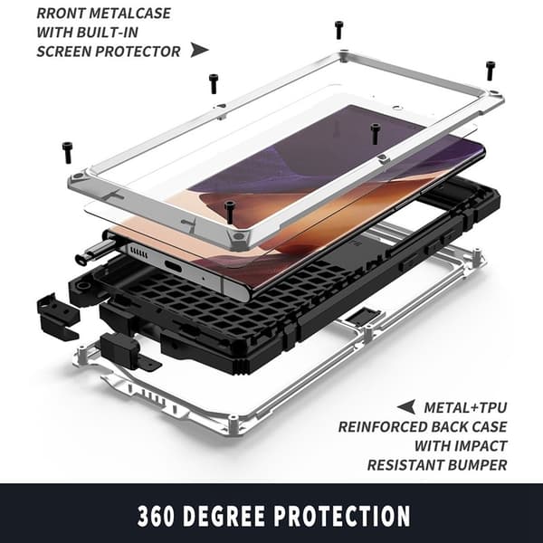 R-JUST Mobilskal till Galaxy Note20 4G/5G Metall + Silikon + PC Silver