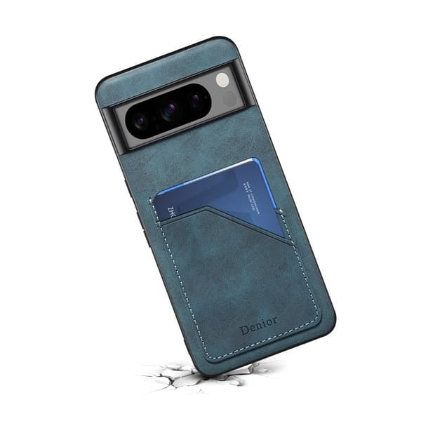 DENIOR Google Pixel 8 Pro Fodral KonstLäder Retro Blå