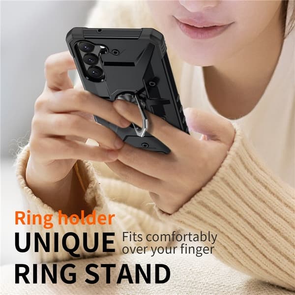 Galaxy S23 Plus Mobilcover Ringholder Military - Sort Black