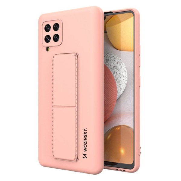 Wozinsky Kickstand silikonikotelo Samsung Galaxy A42 5G - vaaleanpunainen Pink