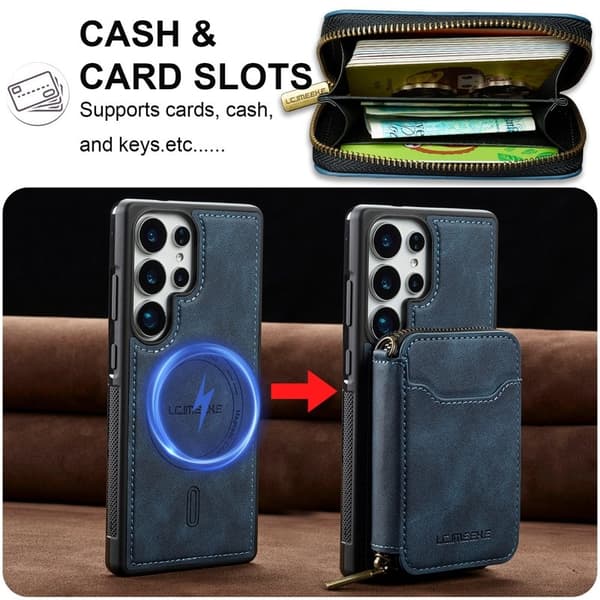 LC.IMEEKE L6 Samsung Galaxy S25 Ultra Plånboksfodral Konstläder - Blå