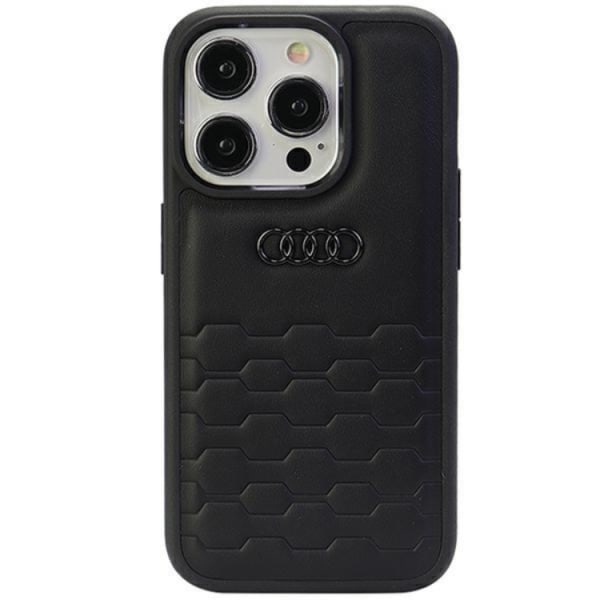 Audi iPhone 15 Pro Max matkapuhelimen suojakuori synteettistä nahkaa - musta