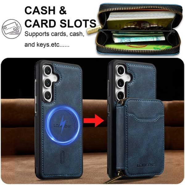 LC.IMEEKE L6 för Samsung Galaxy S24+ Plånboksfodral Konstläder - Blå