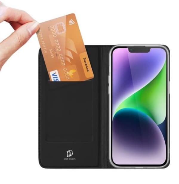 Dux Ducis iPhone 15 Plus -lompakkokotelo Skin Pro - Musta Black