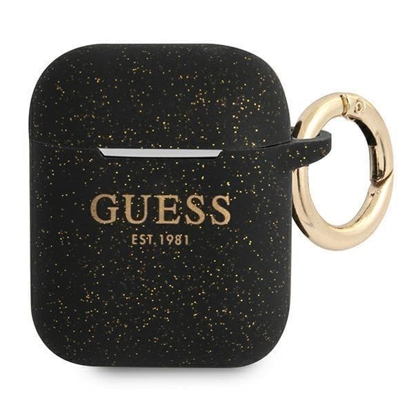 Guess Silicone Glitter Cover AirPods - Sort Black