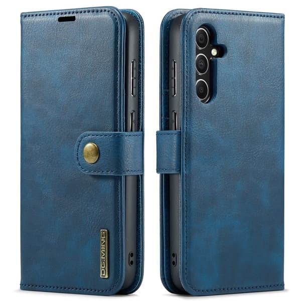 DG.MING Samsung Galaxy S23 FE Plånboksfodral Äkta läder Ställ Blå