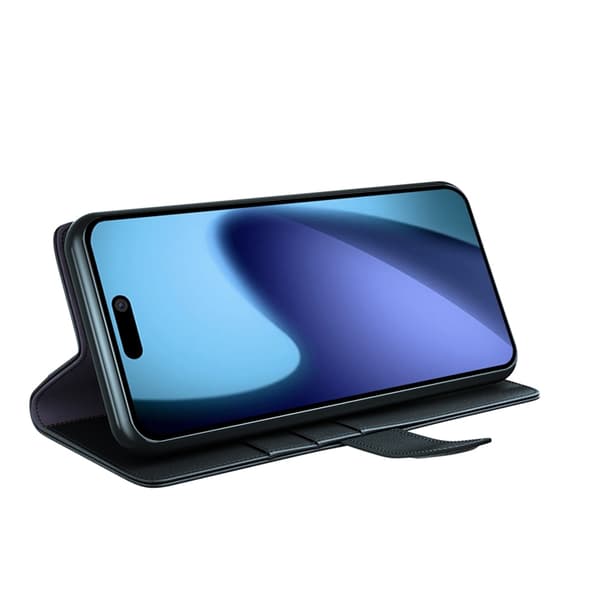 iPhone 17 Plånboksfodral Äkta Läder - Svart Svart