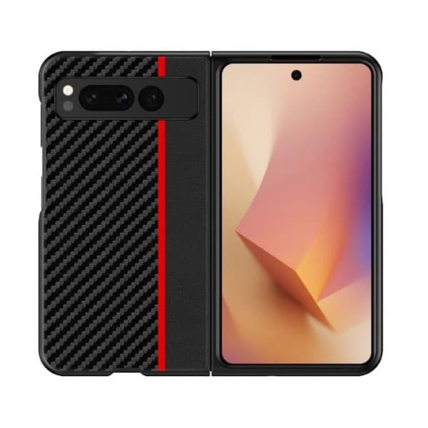 Google Pixel Fold Mobilfodral Carbon Fiber Ultra Thin - Svart/Röd Svart