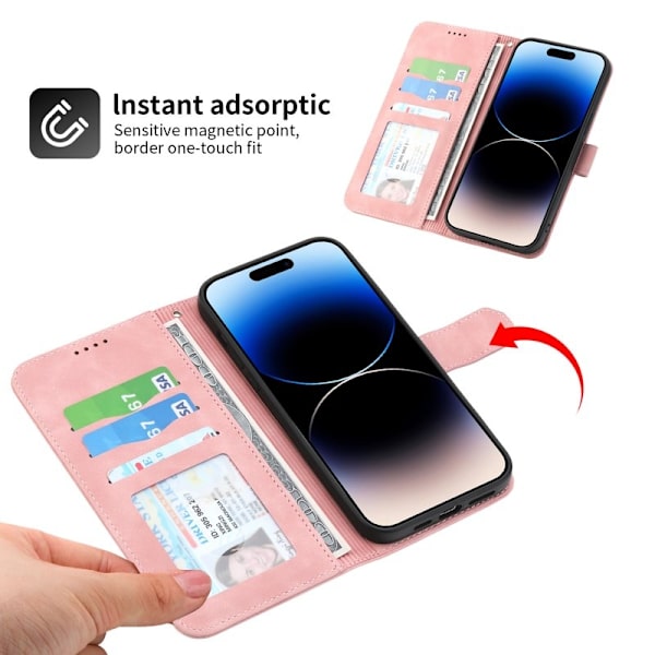 DIERFENG DF-03 Plånboksfodral i Konstläder för iPhone 12 Pro Max - Rosa