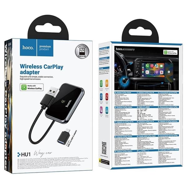 Hoco CarPlay Trådlös Adapter USB A - USB C HU1 - Svart