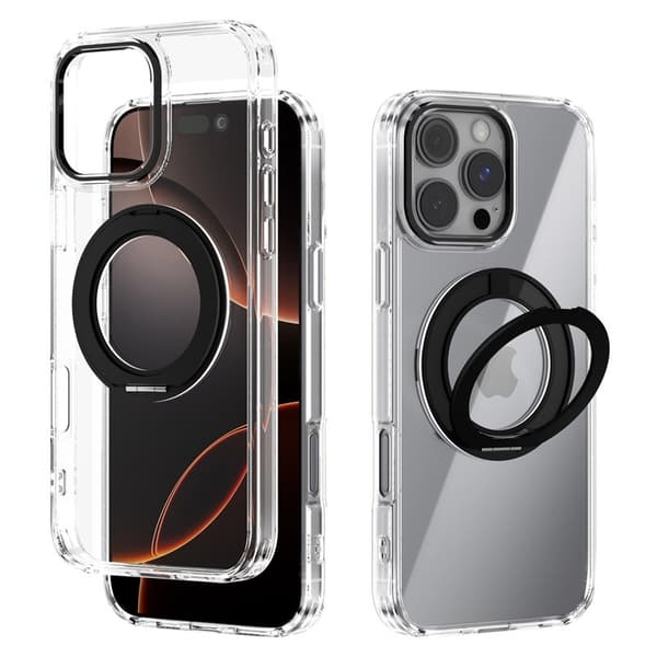 ABEEL Q-LUCK Mobilskal till iPhone 16 Pro Max Shockproof Kickstand Svart