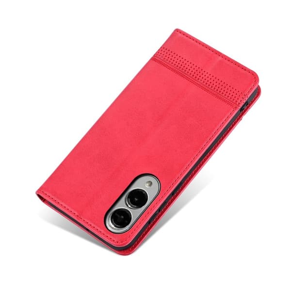 AZNS Samsung Galaxy S25 Edge Plånboksfodral Konstläder - Röd