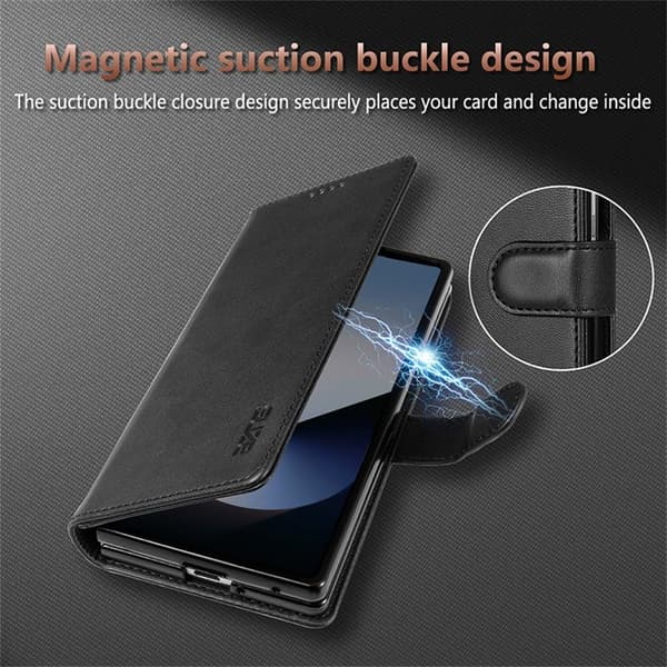 AZNS Samsung Galaxy Z Fold7 Plånboksfodral Konstläder - Svart
