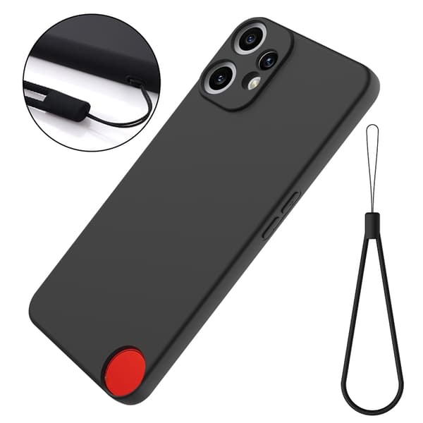 Mobilskal till Nothing CMF Phone 2 Pro Liquid Silikon med Handrem Svart