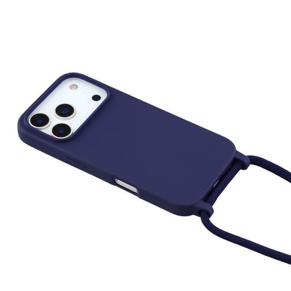 Mobilskal till iPhone 17 Pro TPU Shockproof med Lanyard - Mörkblå Blå