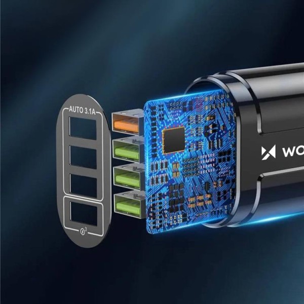 Wozinsky Vægoplader 4x USB-A 48W - Sort