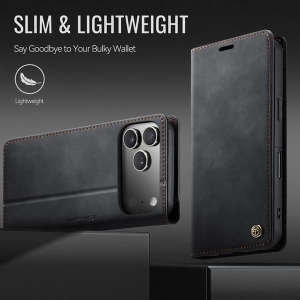 Caseme iPhone 17 Pro Plånboksfodral RFID-Skydd 033 - Svart Svart
