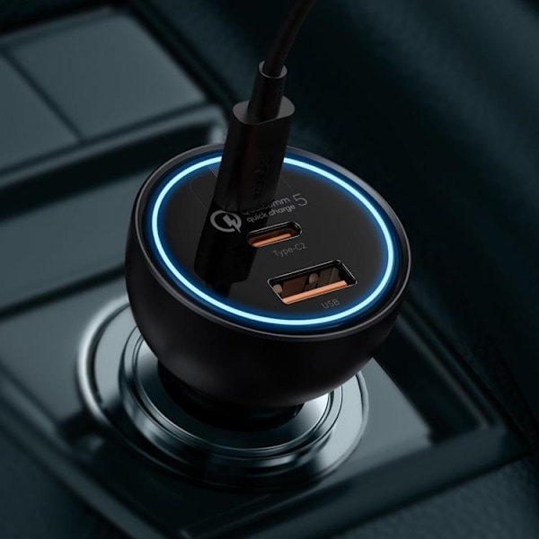 Baseus PD Billaddare 160W USB Till 2x Tpy-C - Grå