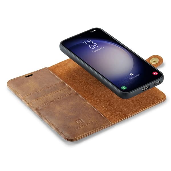DG.MING Samsung Galaxy S25+ Plånboksfodral Äkta läder - Brun