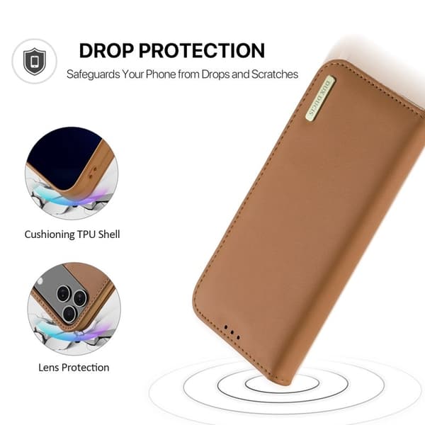 DUX DUCIS Hivo iPhone 17 Pro Plånboksfodral Äkta läder - Brun Brun