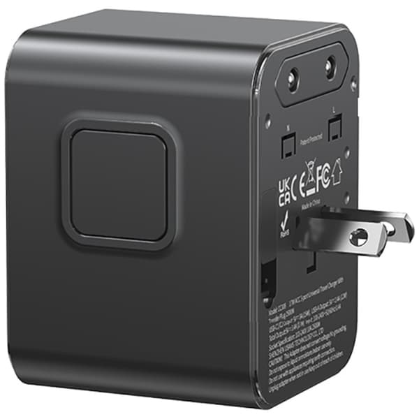 USAMS Rejseopladeradapter CC308 2xUSB-C 17W 4-i-1 US/AU/EU/UK - sort