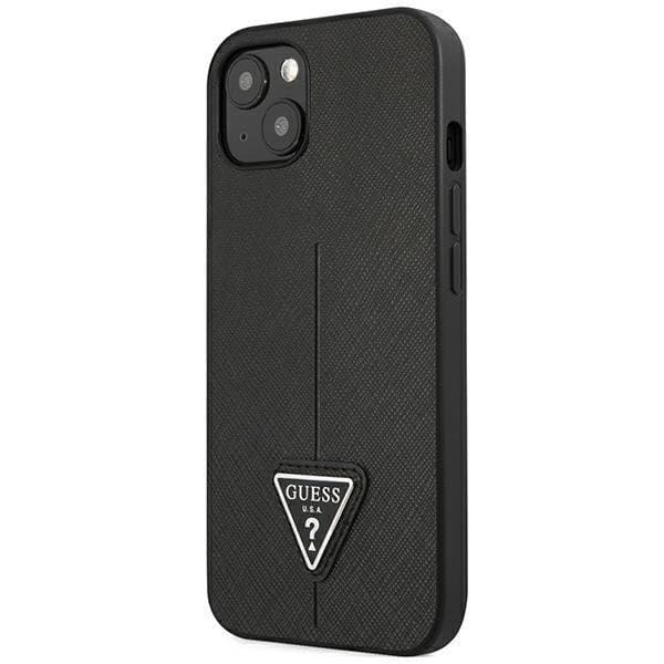 GUESS iPhone 14 Plus Skal Saffiano Triangle Logo - Sort Black