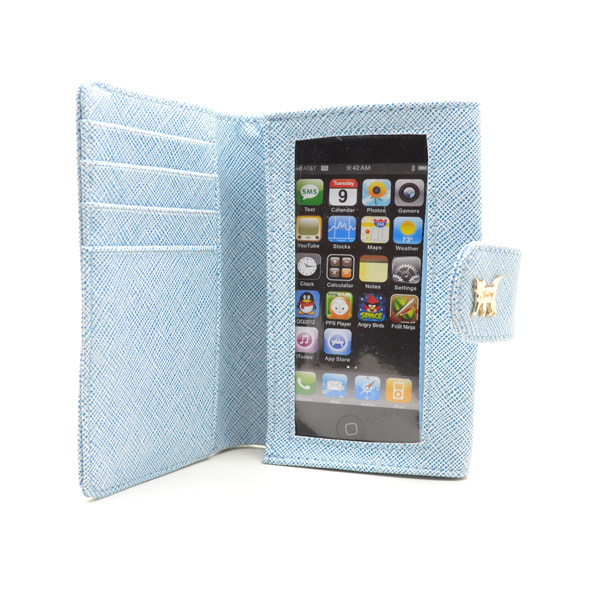 Cho Cho Cat Smart Fold plånbok-mobilväska (Ljus-Blå)