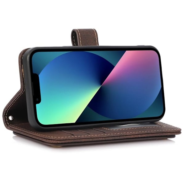 iPhone 14 Plus Plånboksfodral Flip - Coffee Brun
