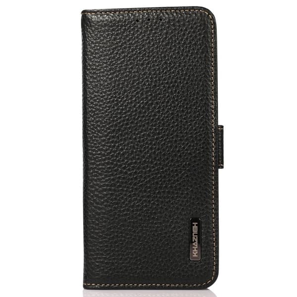 KHAZNEH Samsung Galaxy S26 / S26 Pro Plånboksfodral Äkta Läder RFID Skydd Svart