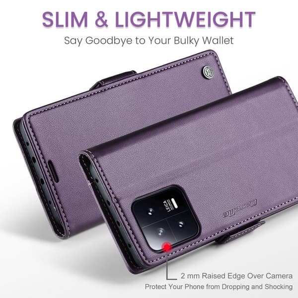 CASEME Xiaomi 13 Plånboksfodral Konstläder RFID-Skydd Lila