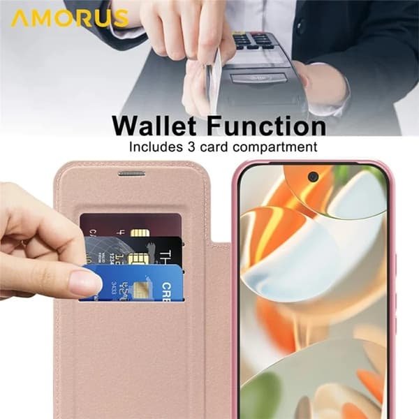 AMORUS Google Pixel 10 Pro XL Plånboksfodral Magsafe RFID-Skydd - Rosa Rosa