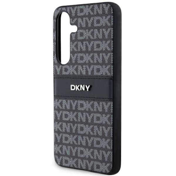 DKNY Galaxy S24 Mobilskal Läder Mono Stripe & Metal Logo Svart