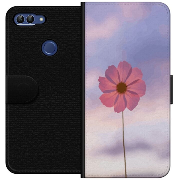 Pung etui til Huawei P smart med lyserød blomst