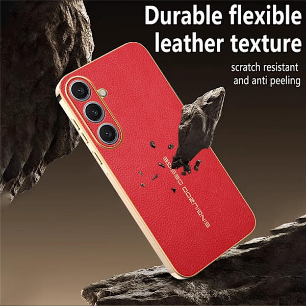 Mobilskal till Galaxy S25 Plus Litchi Texture Anti Scratch Röd