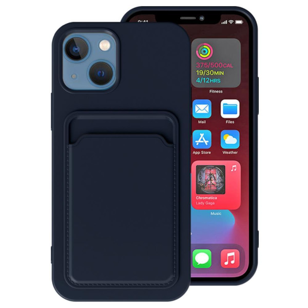 iPhone 13 Mini Skal med Kortfack - Mörk Blå Blå