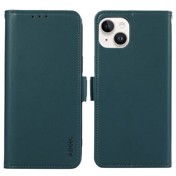 ABEEL iPhone 15 Plånboksfodral RFID Blocker Konstläder Ställ - Grön