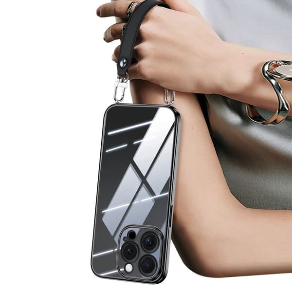 SULADA Mobilskal till iPhone 16 Pro Max Electroplating TPU med Rem - Svart