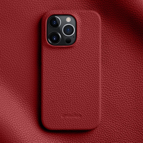 MELKCO Mobilskal till iPhone 13 Pro Max Äkta Läder + PC - Röd