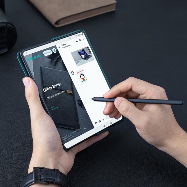 Nillkin Galaxy Z Fold 5 -lompakkokotelo Qin Pro -nahkainen - vihreä